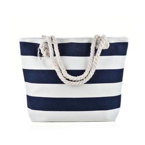 Canvas Strip Tote Bag
